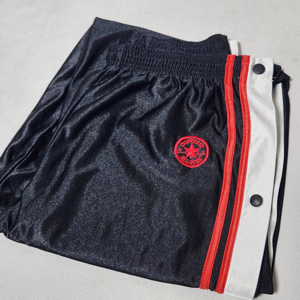 Vintage‎ Converse All Star Tear Away Track Pants Mens Large Black Red White 90s